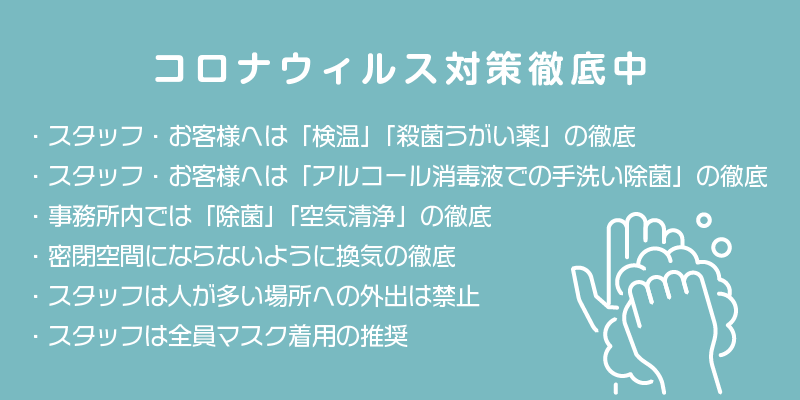 コロナウィルス対策徹底中